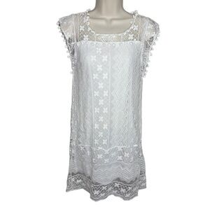 Gamiss Women’s White Floral Lace‎ Sleeveless Dress Size XL